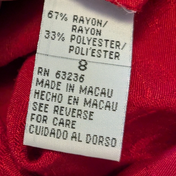 Vintage Asian Elegant Wine Red Maxi Dress 90s Y2k Jacquard Chinese Wedding Sz. 8 - Picture 11 of 13